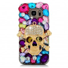 Samsung Galaxy S6 Edge Plus - Luxury Handmade Bling Bling 3D Rhinestone Crystal Protective Hard Clear Phone Cover Case - Skull